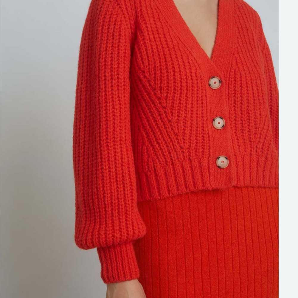 Women's Red Button-Up Sweater Eleven Six